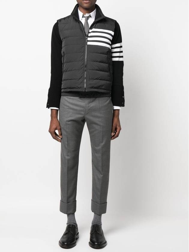 4 Bar Poly Twill Down Vest Charcoal - THOM BROWNE - BALAAN 5