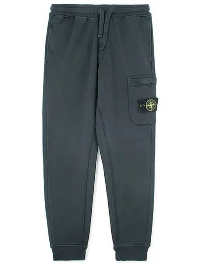 Men's Wappen Patch Cotton Fleece Track Pants Dark Grey - STONE ISLAND - BALAAN 2