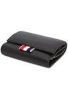 RWB Stripe Pebble Leather Tri-fold Half Wallet Black - THOM BROWNE - BALAAN 4