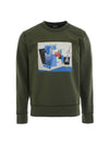 23SS UMK0265 KHAKI Geometric Print Khaki Sweatshirt - KITON - BALAAN 1