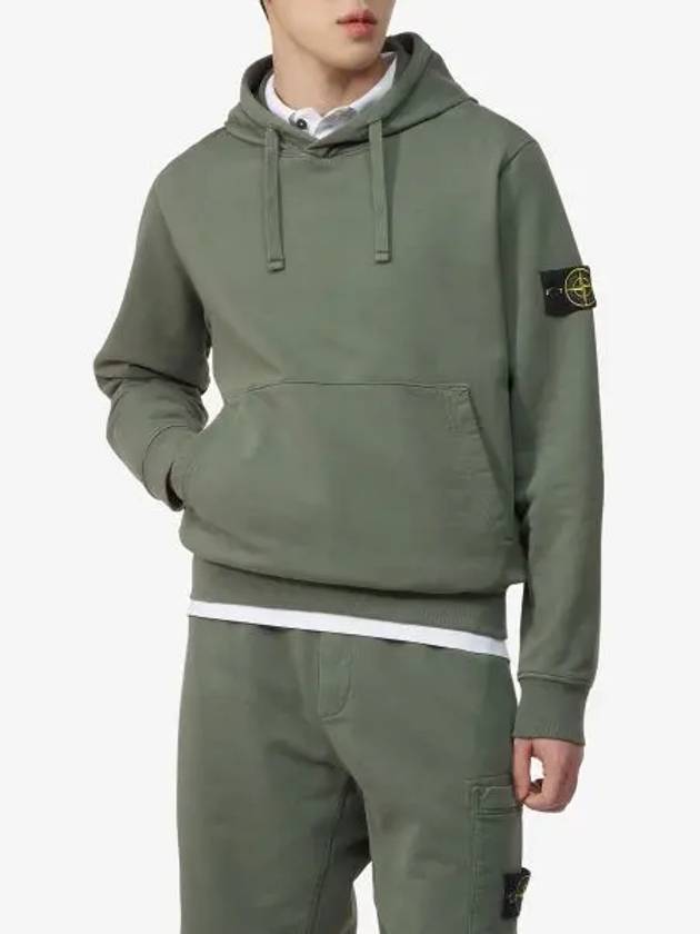 Logo Patch Drawstring Hoodie Dark Green - STONE ISLAND - BALAAN 2