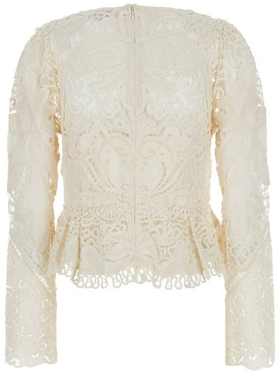 'Gianna' White Top With All-Over Lace Embroidery In Cotton Woman - SEA - BALAAN 2