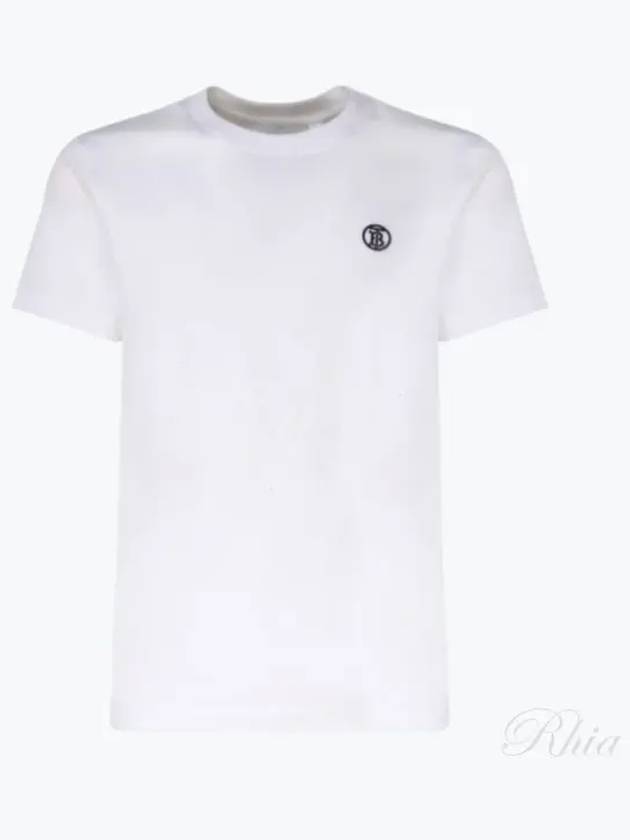 Embroidered Monogram Organic Cotton Short Sleeve T-Shirt White B0651081898 - BURBERRY - BALAAN 2