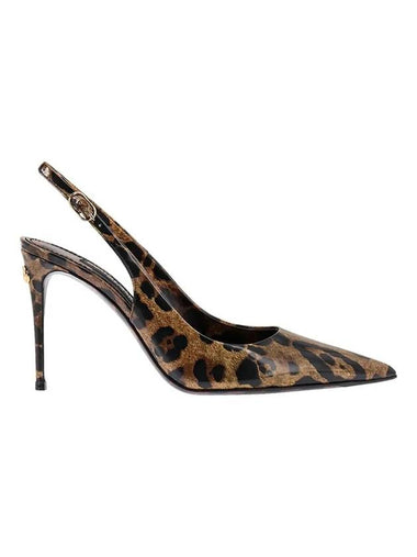 Leopard Print Polished Calfskin Slingback Heel Brown - DOLCE&GABBANA - BALAAN 1