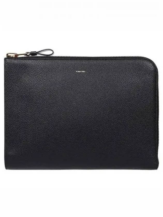 Logo Grain Leather Buckley Clutch Bag Black - TOM FORD - BALAAN 2