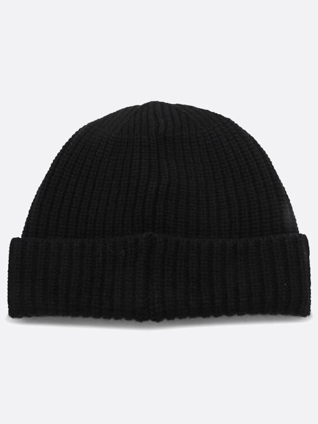 Logo Knit Beanie Black - STONE ISLAND - BALAAN 3