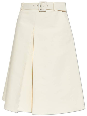 Marni Cotton Skirt With Belt, Women's, Cream - MARNI - BALAAN 1