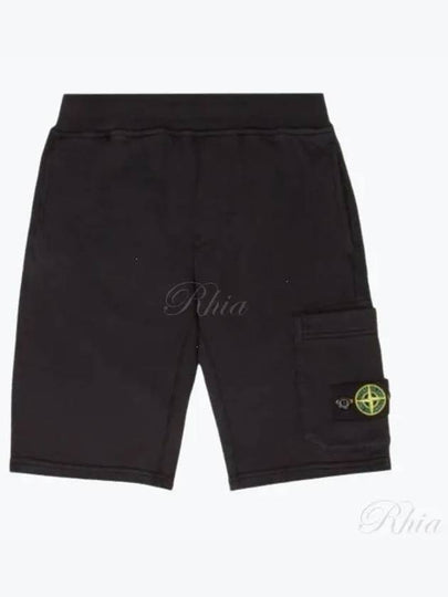 Kids Wappen Patch Fleece Shorts Black - STONE ISLAND - BALAAN 2