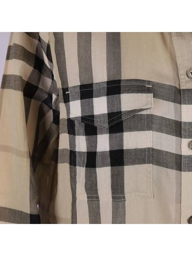 Two Pocket Checked Cotton Shirt Beige - BURBERRY - BALAAN 6