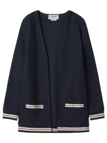 Cricket stripe V neck cardigan navy - THOM BROWNE - BALAAN 1