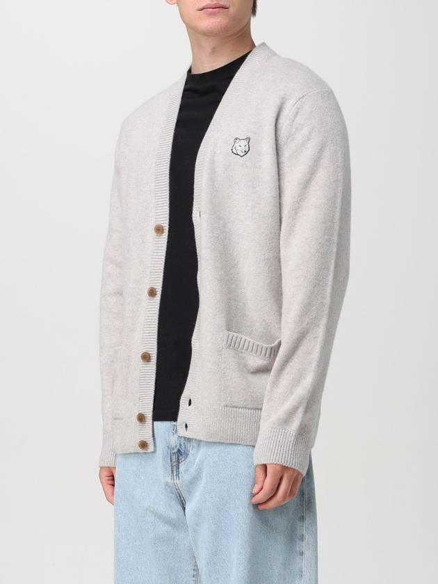 Bold Fox Head Patch Regular Lambswool Cardigan Light Grey - MAISON KITSUNE - BALAAN 4