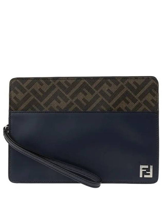 Squared FF Standing Clutch Bag Dark Blue - FENDI - BALAAN 2