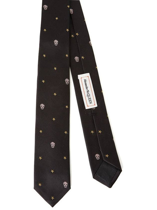 All Over Skull Silk Tie Black - ALEXANDER MCQUEEN - BALAAN.