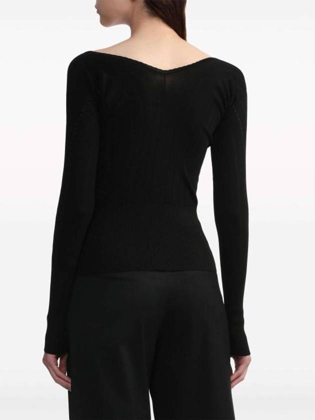 Le haut Pralu Logo Detail Cut-Out Viscose Knit Top Black - JACQUEMUS - BALAAN 8