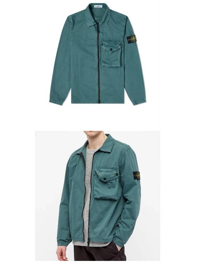 Men's Old Effect Overshirt Zip-Up Jacket Petrol - STONE ISLAND - BALAAN 5