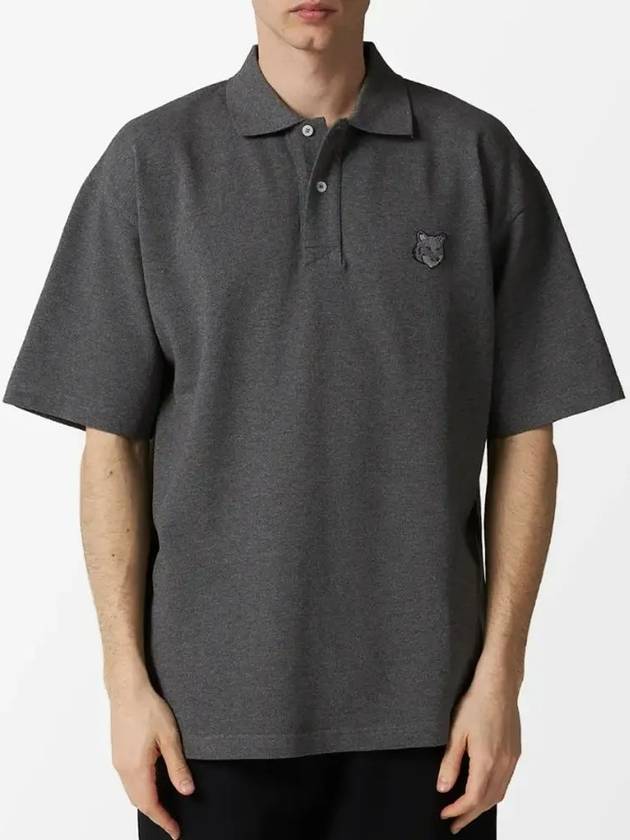 Bold Fox Head Patch Oversized Polo Shirt Grey - MAISON KITSUNE - BALAAN 4