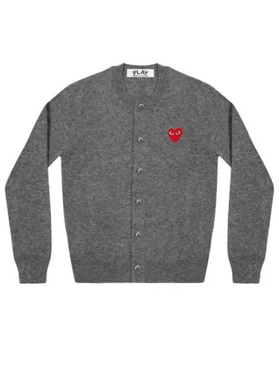 Heart Wappen Wool Cardigan Charcoal Grey - COMME DES GARCONS - BALAAN 2