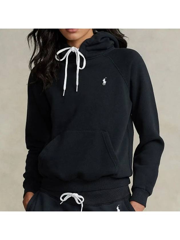 Women's Embroidered Logo Long Sleeve Hoodie Black - POLO RALPH LAUREN - BALAAN 3