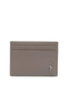 Casandre Small Grain Leather Card Wallet Greysih Brown - SAINT LAURENT - BALAAN 1