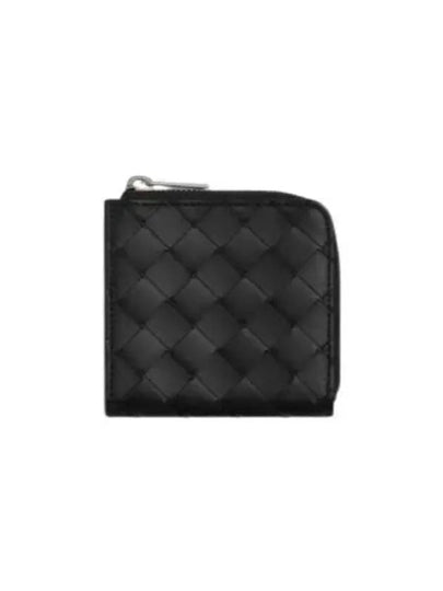 Intrecciato Square Zip Around Wallet Black - BOTTEGA VENETA - BALAAN 2