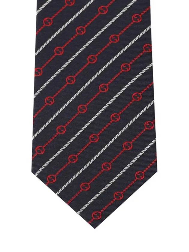 Round Interlocking G Rope Silk Tie Navy Blue - GUCCI - BALAAN 3