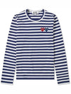 Double Heart Wappen Stripe Long Sleeve T-Shirt Navy - COMME DES GARCONS PLAY - BALAAN 1