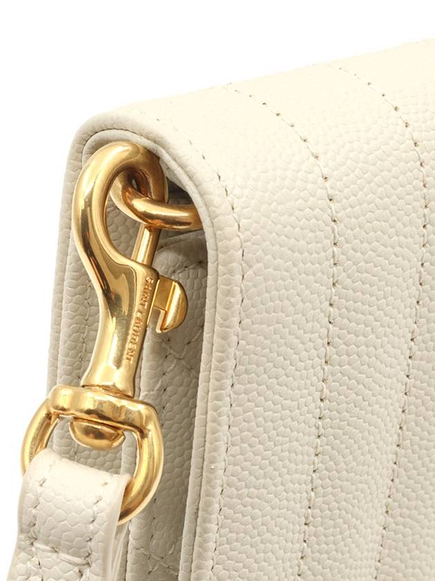 Blanc Vintage White Grande Poudre Embossed Gold Monogram Envelope Strap Clutch - SAINT LAURENT - BALAAN 8