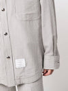 Seersucker Stripe Oversize Long Sleeve Shirt Grey - THOM BROWNE - BALAAN.