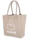 Yenky Embroidered Logo Shopper Tote Bag Beige - ISABEL MARANT - BALAAN 7