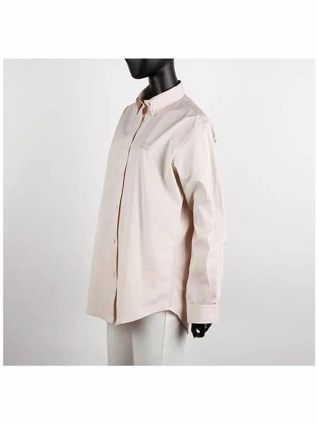 Embroidered Logo Poplin Cotton Shirt Opal - MIU MIU - BALAAN 3