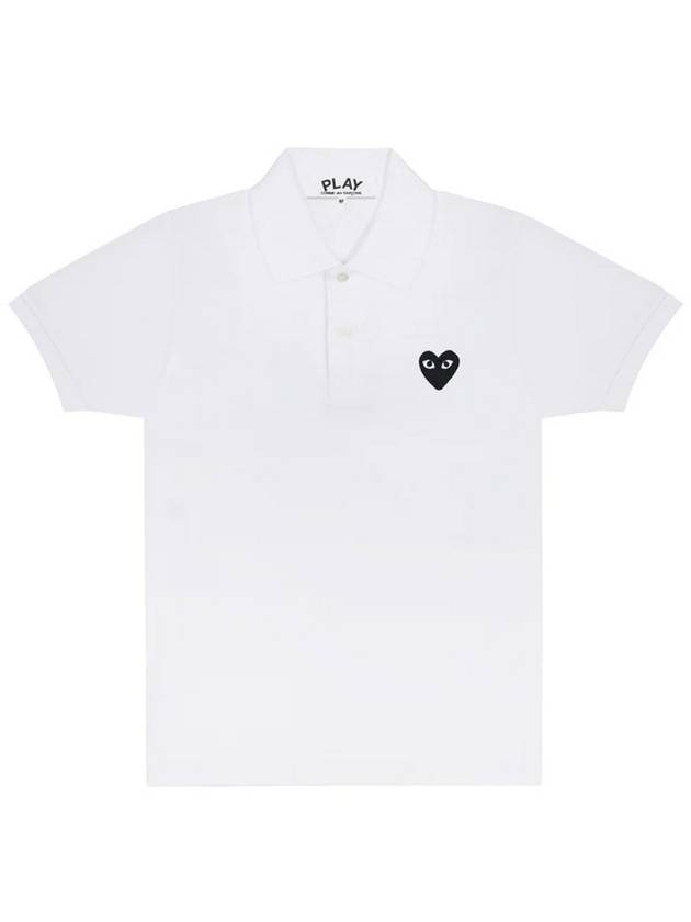 Heart Wappen Short Sleeve Polo Shirt White - COMME DES GARCONS PLAY - BALAAN 3