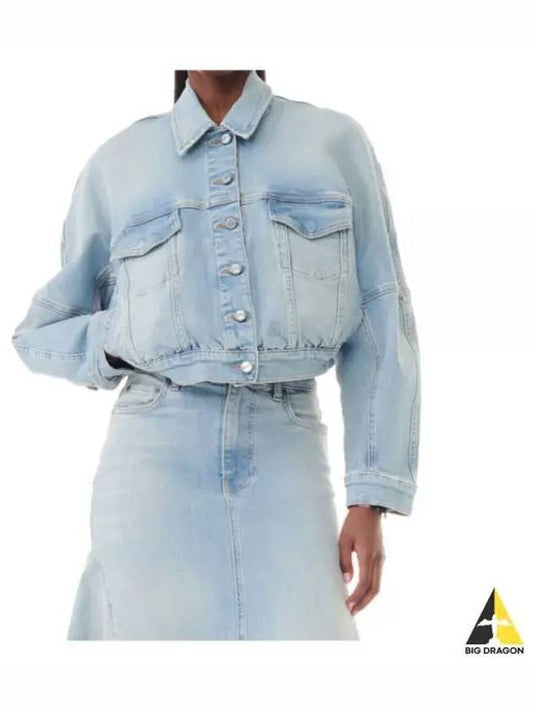 Cropped Denim Jacket Light Blue - GANNI - BALAAN 2