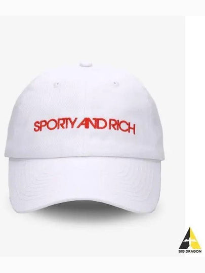 Embroidered Logo Cotton Ball Cap White - SPORTY & RICH - BALAAN 2