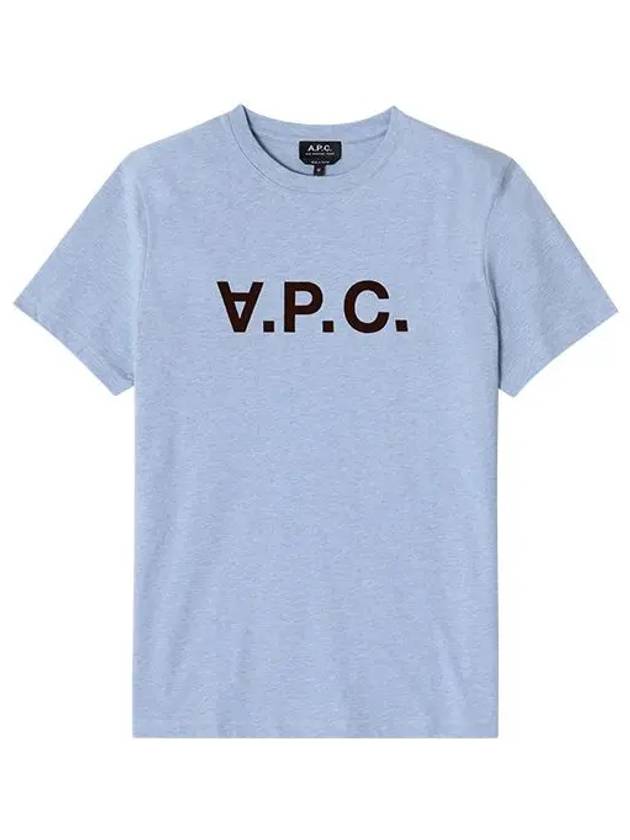 Logo Print Short Sleeve T-Shirt Skyblue - A.P.C. - BALAAN 3