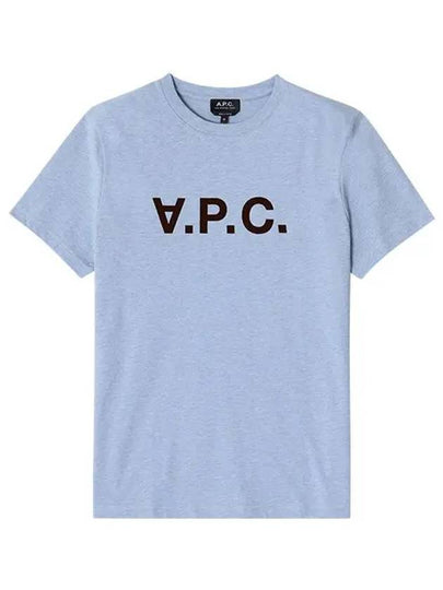 Logo Print Short Sleeve T-Shirt Skyblue - A.P.C. - BALAAN 2