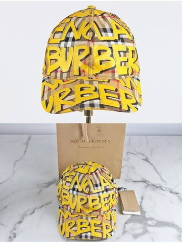 Yellow Graffiti Ball Cap - BURBERRY - BALAAN 1