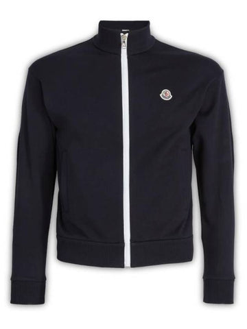 Kids Logo Patch Cotton Zip-Up Jacket Navy - MONCLER - BALAAN 1