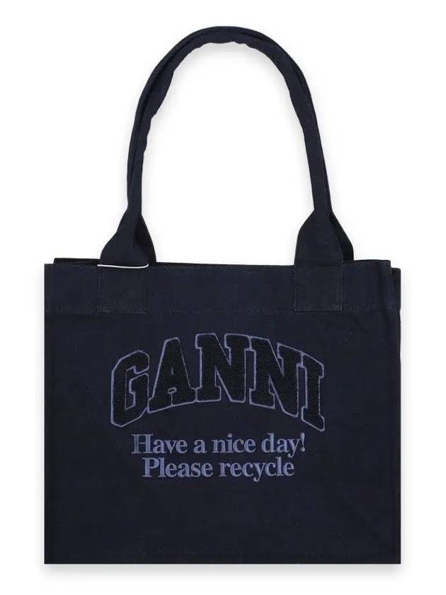 Easy Shopper Large Denim Tote Bag Navy - GANNI - BALAAN 3