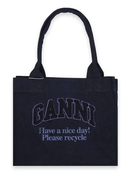 Easy Shopper Large Denim Tote Bag Navy - GANNI - BALAAN 2