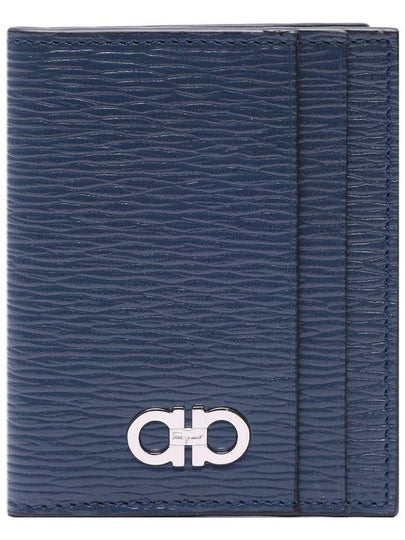 Gancini Card Wallet Deep Ocean Storm Black - SALVATORE FERRAGAMO - BALAAN 2