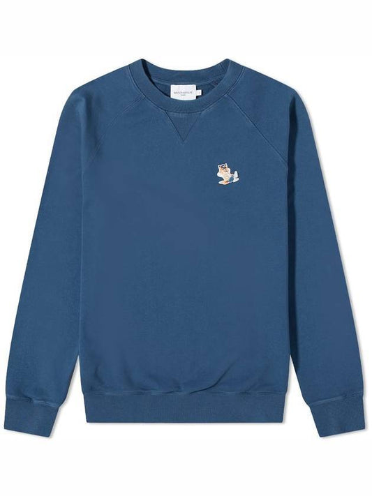 Dressed Fox Patch Classic Sweatshirt Blue Denim - MAISON KITSUNE - BALAAN.