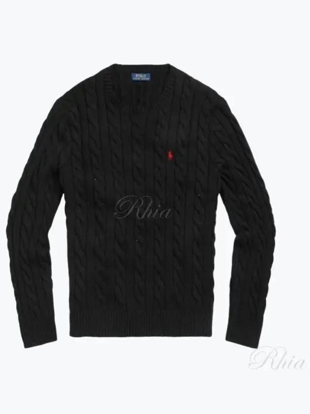 Embroidery Logo Cable Knit Top Black - POLO RALPH LAUREN - BALAAN 2