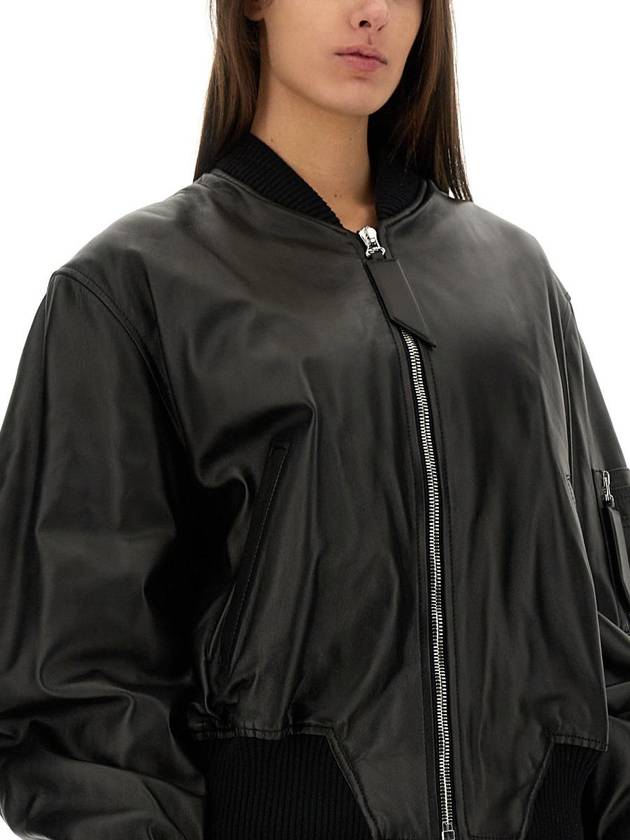 The Attico Leather Bomber Jacket - THE ATTICO - BALAAN 4