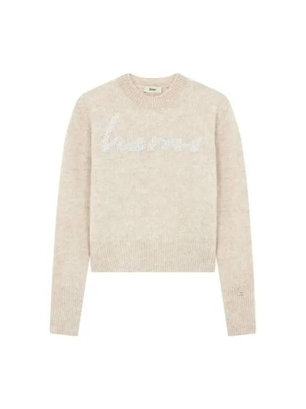 Last Women s Glitter Lettering Hairy Knit Beige 271961 - HERNO - BALAAN 1