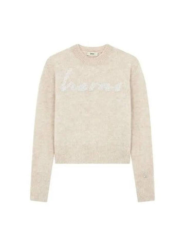 Last Women s Glitter Lettering Hairy Knit Beige 271961 - HERNO - BALAAN 1