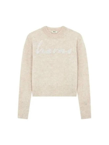 Women s Glitter Lettering Hairy Knit Beige 271961 - HERNO - BALAAN 1