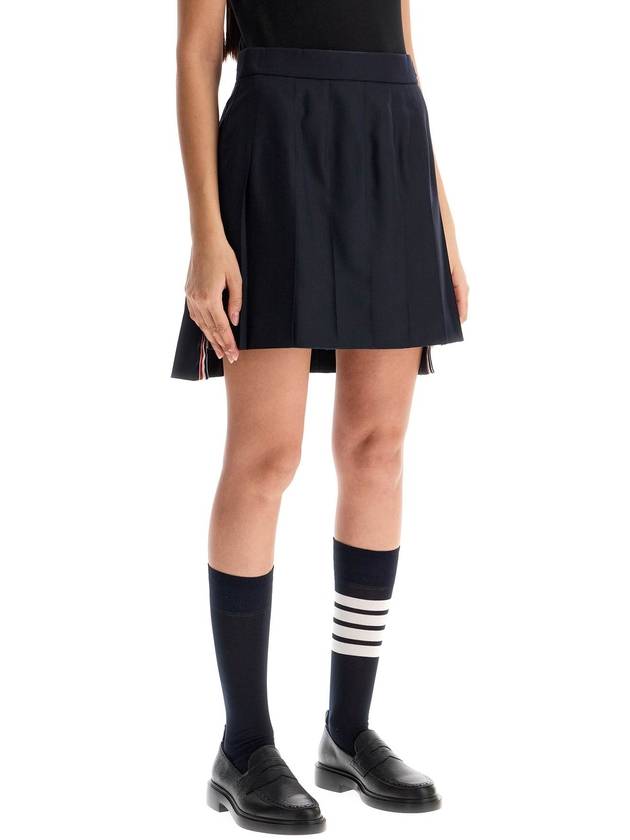 RMB Wool Mini Pleated Skirt Navy - THOM BROWNE - BALAAN 3