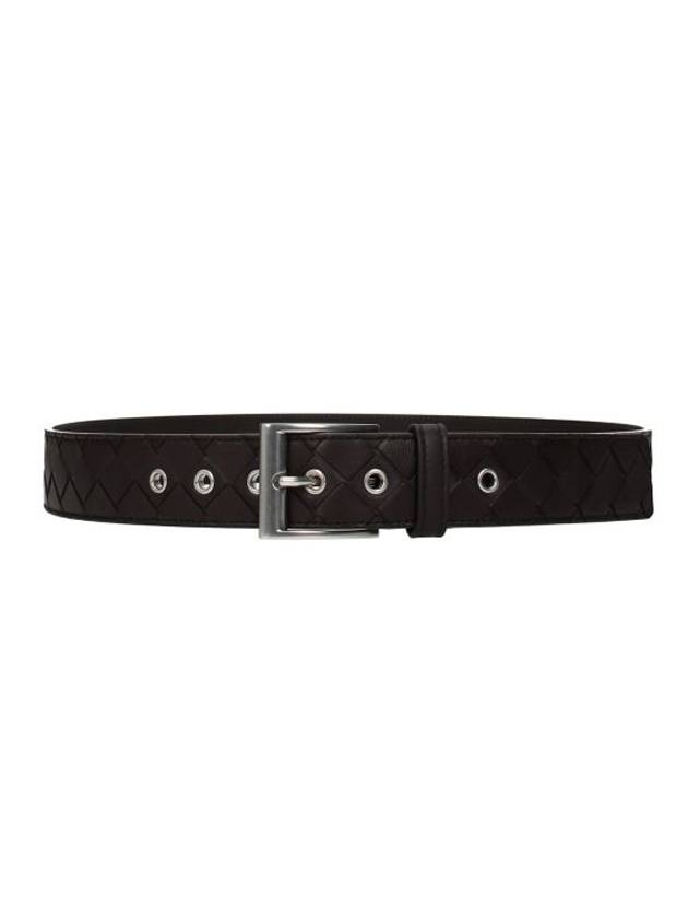 Intrecciato Silver Buckle Leather Belt Dark Brown - BOTTEGA VENETA - BALAAN 1