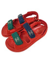 CC logo velcro sandals red - CHANEL - BALAAN.