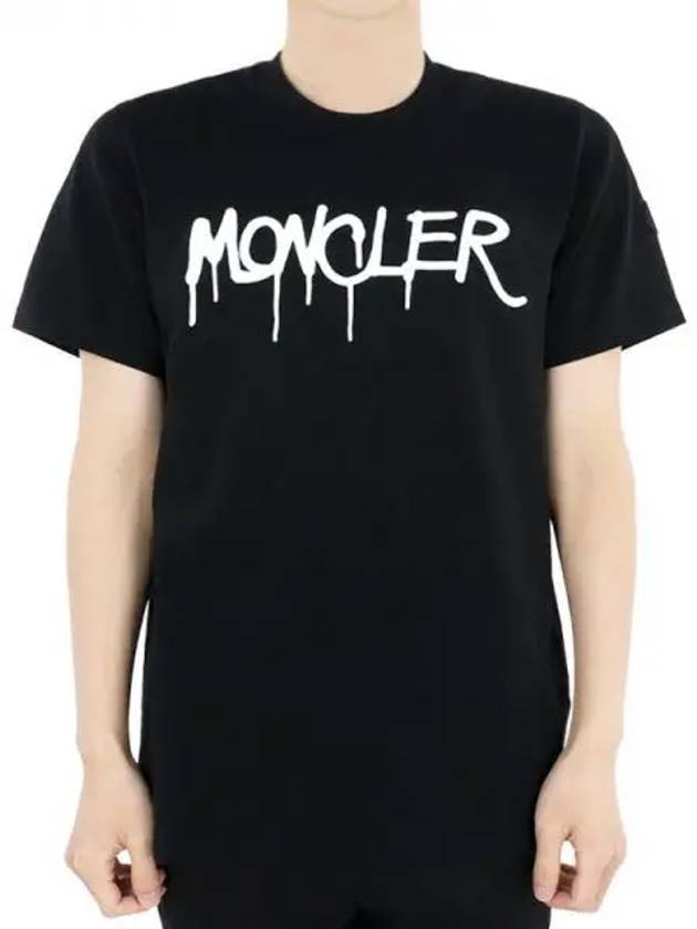 Men s Lettering Logo Printing Short Sleeve Black 8C00013 83927 999 1062819 - MONCLER - BALAAN 1